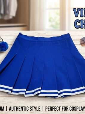 Vintage Y2K Royal Blue Pleated Cheerleading Skirt Size Medium